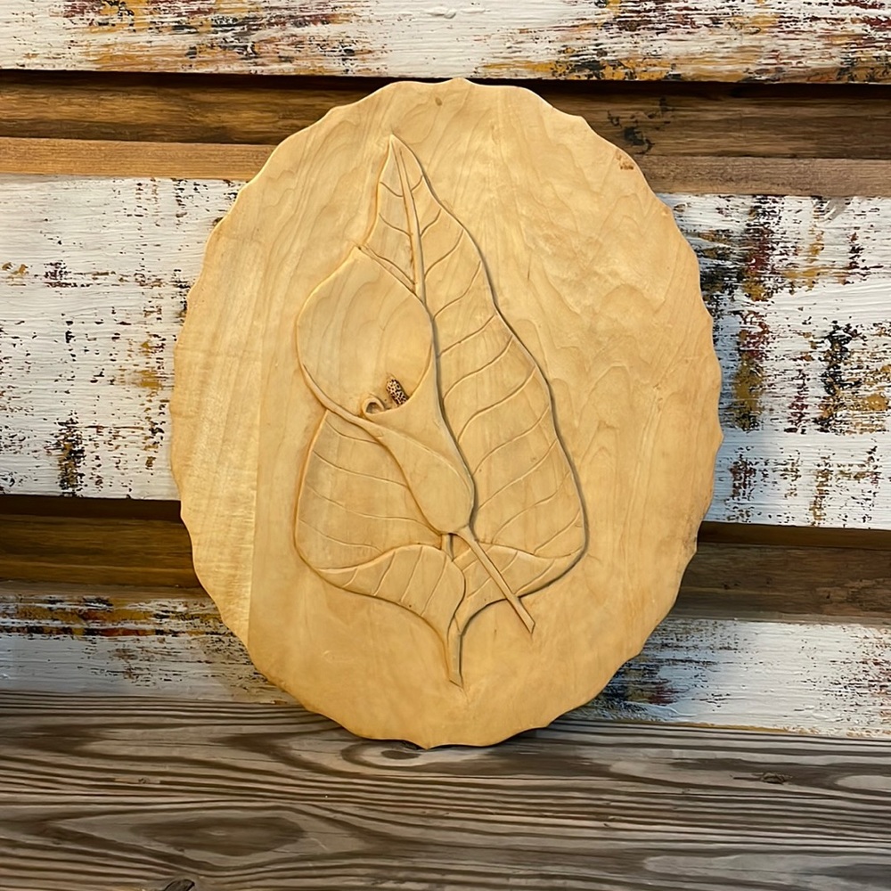 Wood Hand Carved Gannet Flower